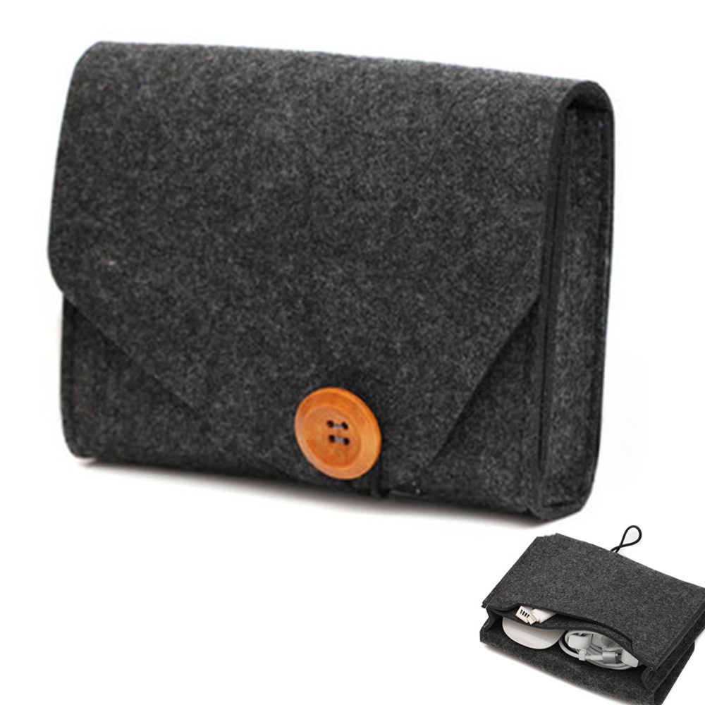 Tech Accessories Case - Tas penyimpanan Felt portabel, perjalanan luar